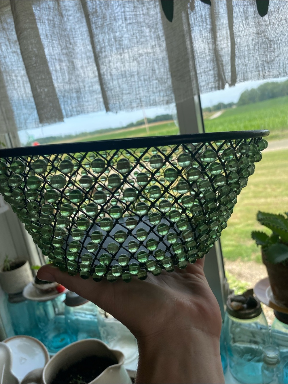 Green Beaded Decorative Bowl - Home Accents